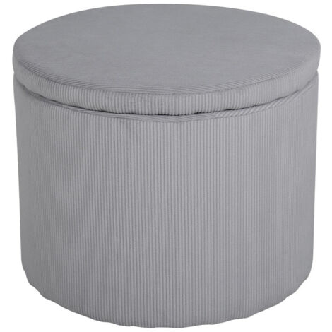 Pouf Coffre en Velours Côtelé "Dunken" 51cm Gris