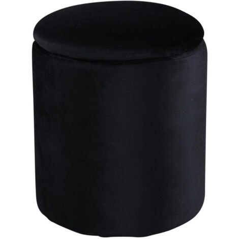 Pouf Coffre en Velours "Limpen" 40cm Noir