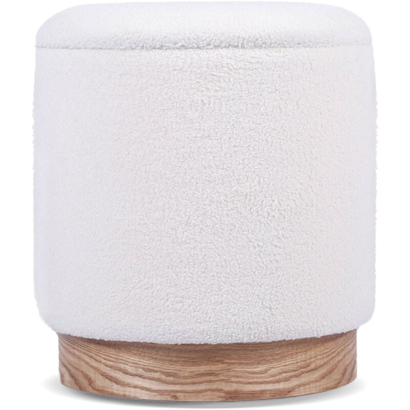 Pouf coffre juliette tissu bouclette blanc