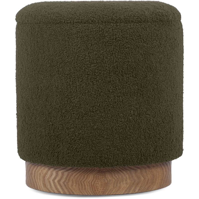 Pouf coffre juliette tissu bouclette kaki