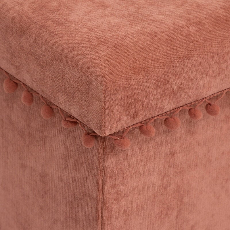 Pouf coffre pliable à pompons 'Memo' Atmosphera - Couleur: Terracotta