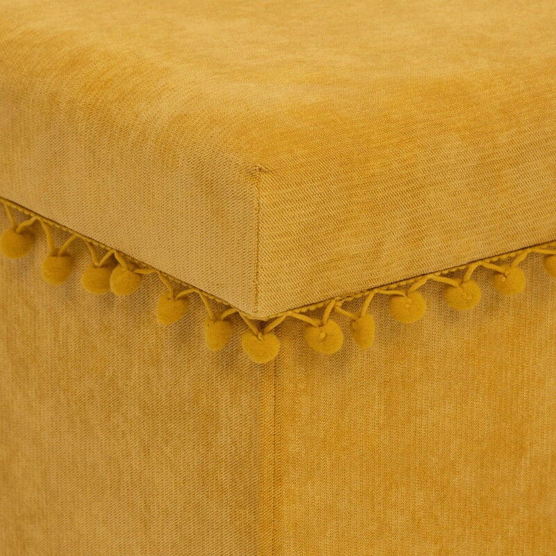 Pouf coffre pliable à pompons 'Memo' Atmosphera - Couleur: Ocre