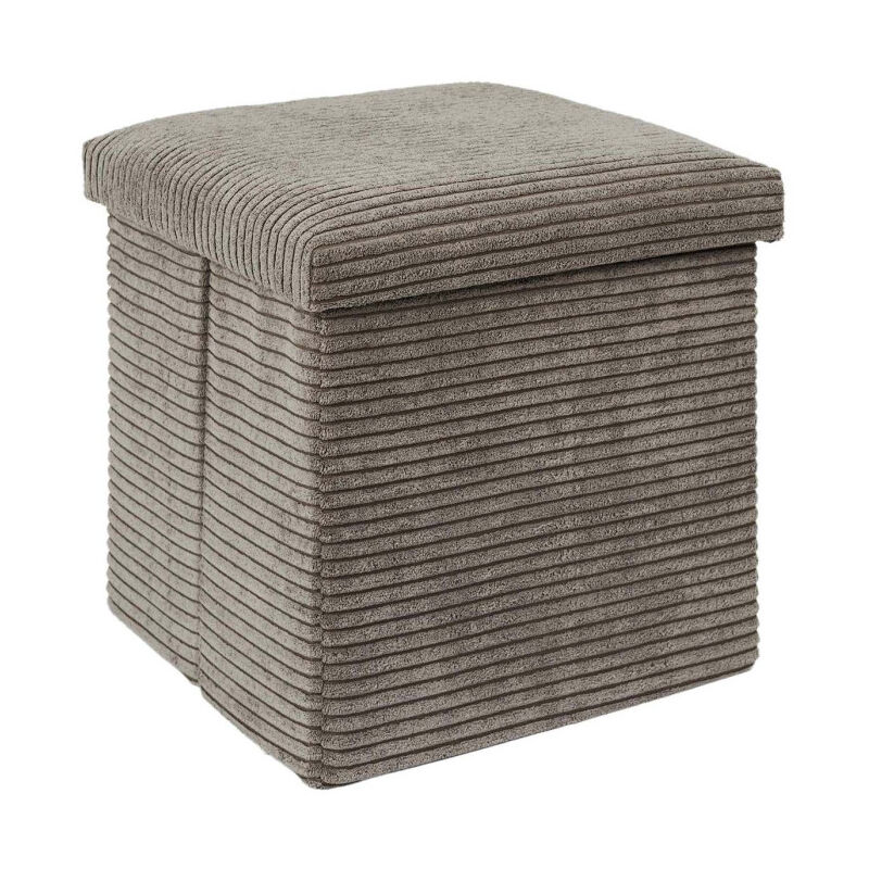 Paris Prix - Pouf Coffre Pliable Côtelé 'Scott' 38cm Taupe