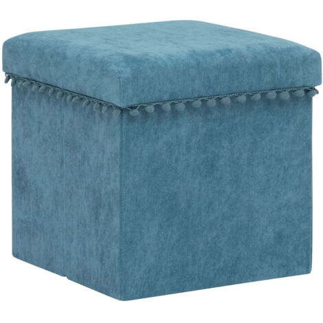 Pouf Coffre Pliable "Mémo" 40cm Bleu Canard