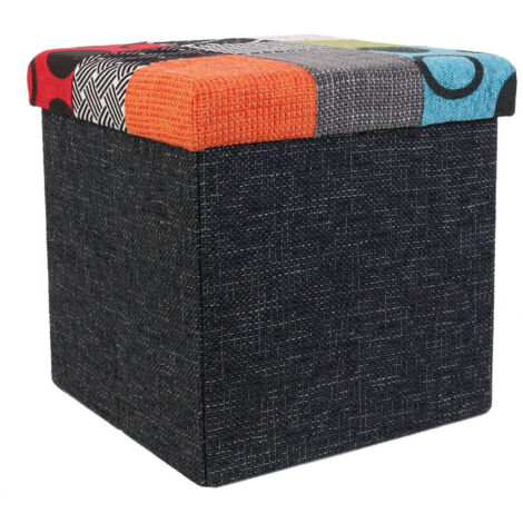 Pouf Coffre Pliable Motif Patchwork