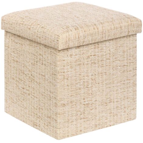 Pouf Coffre Pliable Olma 38x38cm Creme - Atmosphera créateur d'intérieur