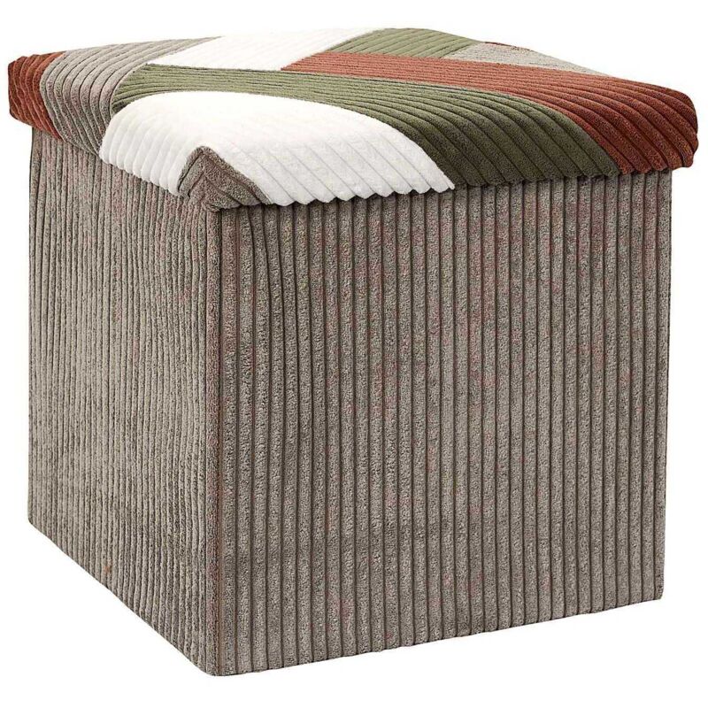 The Home Deco Factory - Pouf coffre pliable patchwork côtelé Scott