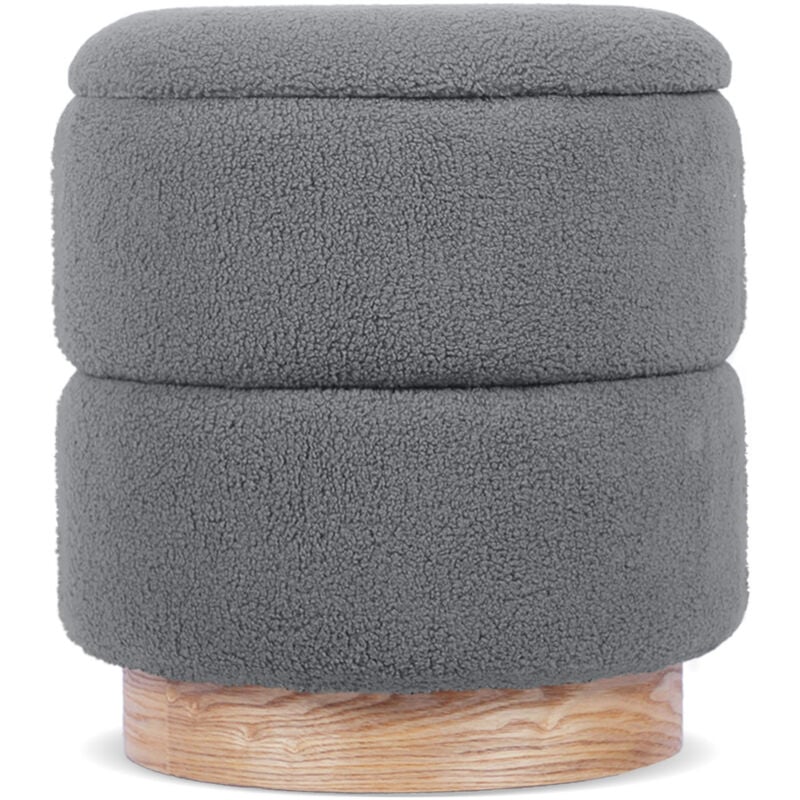 Pouf coffre roméo tissu bouclette gris