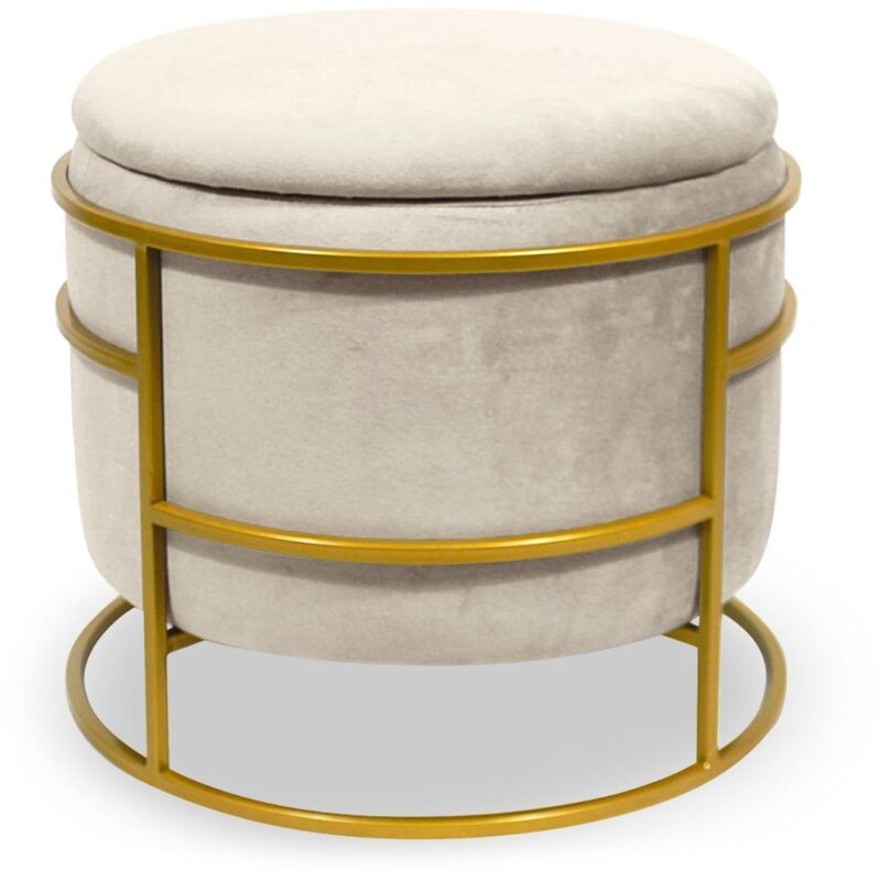 Pouf coffre rond Ringo en velours Beige