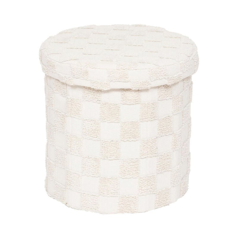 Pouf Coffre Tufté 'Pasti' 38cm Blanc