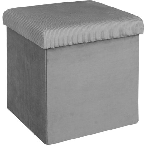 Pouf coffre - Velours - Giulia - L 76 cm x 38 x 38 cm - Gris - Livraison gratuite