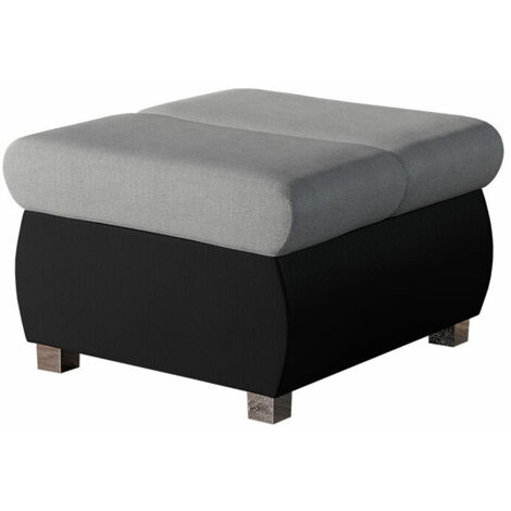 Pouf Tondo In Eco-Pelle - Poggiapiedi Design Made In Italy Grigio Scuro