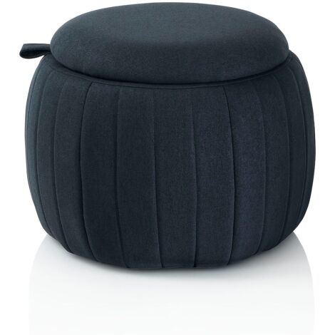 "Pouf con contenitore HIDDEN blu in tessuto"