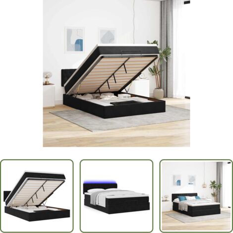 Pouf con materasso -  Struttura Letto Pouf con Materasso Nero 140x190 cm in Velluto