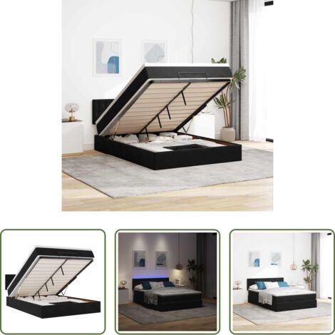 Pouf con materasso -  Struttura Letto Pouf con Materasso Nero 140x190 cm in Velluto