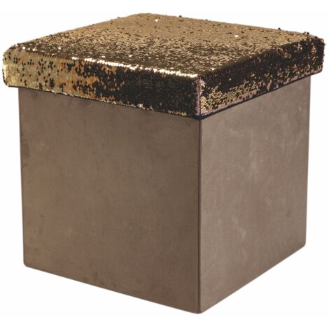 POUF CON PAILLETTES TORTORA CONTENITORE MISURE 38 X 38 X 38 CM