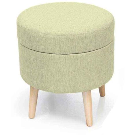 POUF CONENITORE SEDUTA IN VELLUTO E GAMBE IN LEGNO 37 X H40 CM COLORE CREMA
