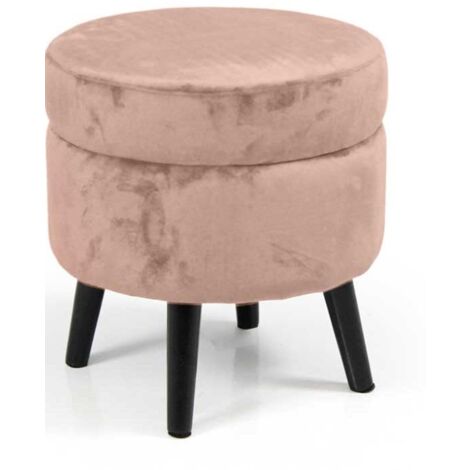 POUF CONENITORE SEDUTA IN VELLUTO E GAMBE NERE 37 X H40 CM COLORE ROSA
