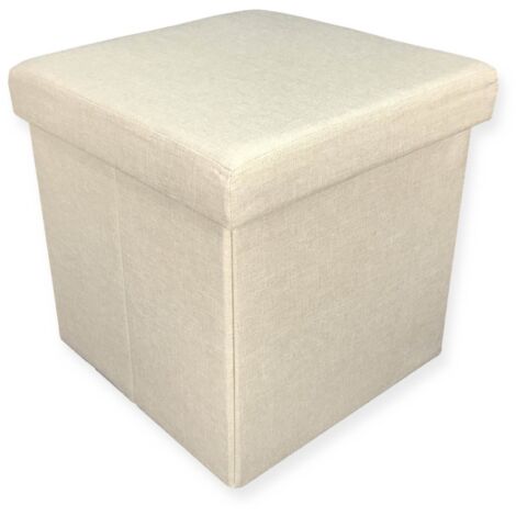 POUF CONTAINER REPOSE-PIEDS EN TISSU DE TAYLOR BEIGE