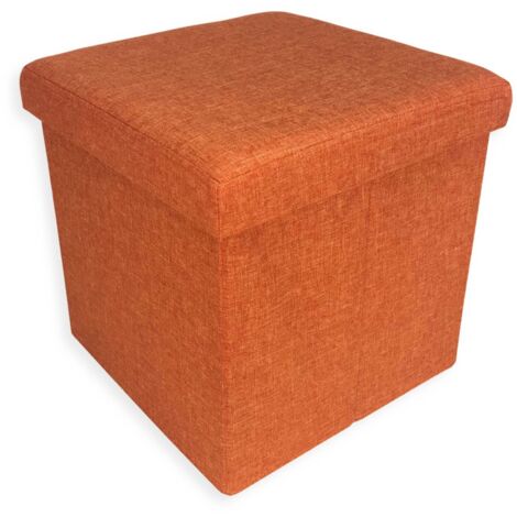 POUF CONTAINER REPOSE-PIEDS EN TISSU DE TAYLOR ORANGE