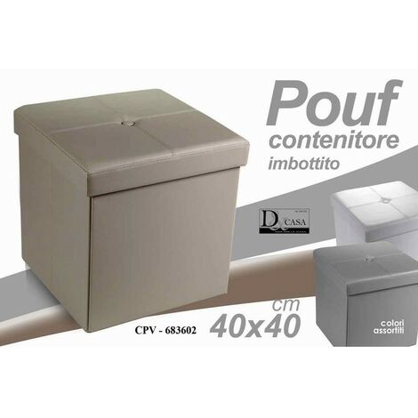 POUF CONTENITORE RETTANGOLARE IN TESSUTO 80*40 CM VARI COLORI CPV