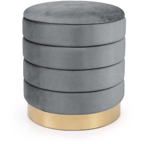 Pouf contenedor cilíndrico de terciopelo 40 cm LUNA Gris Oscuro