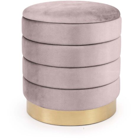 Pouf contenedor cilíndrico de terciopelo 40 cm LUNA Rosa Polvo