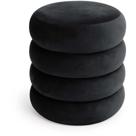 Pouf contenedor cilíndrico en terciopelo 42 cm SNUGGO Negro
