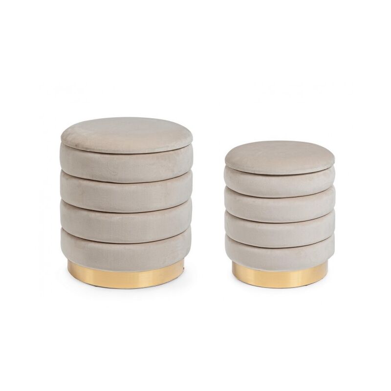 Pouf contenitore darina beige D.36x38h, D.40x44h