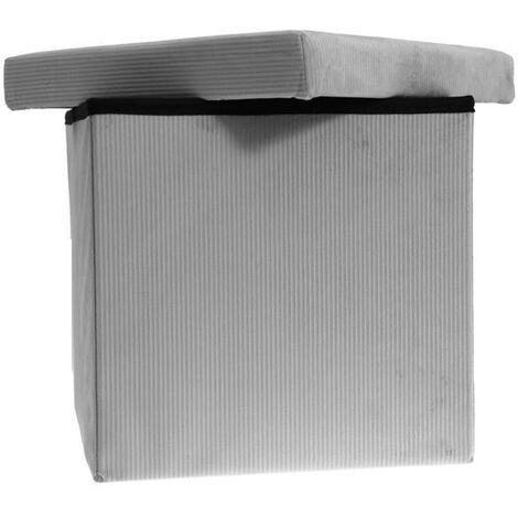 Pouf Quadrato con Coperchio Simphlic in Velluto 35x35cm/H34,5cm Grigio  Chiaro