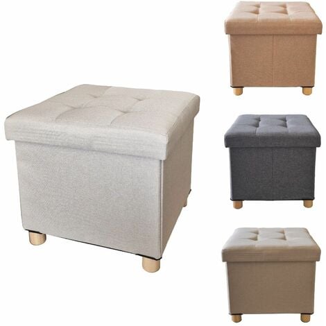 WOLTU Pouf Cassapanca con Coperchio Poggiapiedi Sgabello Basso per Salotto  Sedia Grigio Chiaro