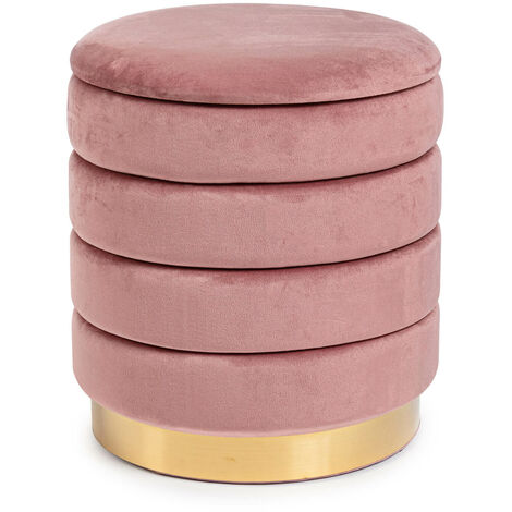Pouf Contenitore modello Darina in Velluto colore Rosa Antico Diametro 36 cm POUF CONTEN.DARINA D.36 ROSA ANTICO PZ