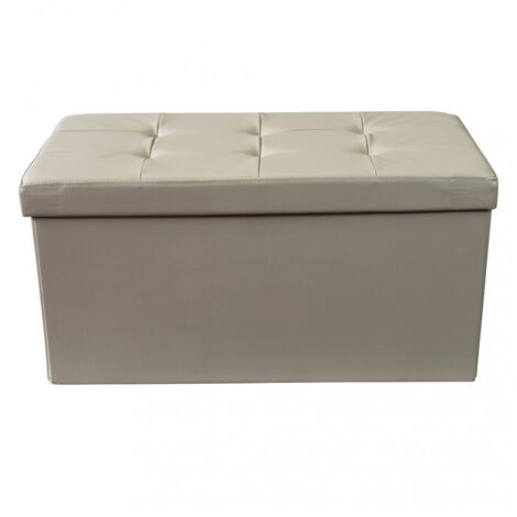 Pouf Contenitore Poggiapiedi in Ecopelle Rettangolare 76x38 cm