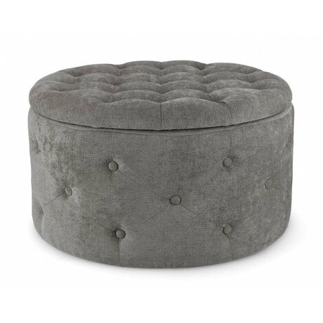 Pouf Contenitore Porta Scarpe Ø 70x40 cm Ernestine in Tessuto Grigio