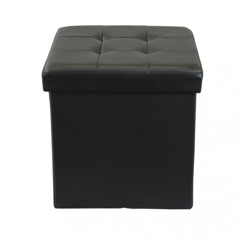 Pouf Contenitore Portaoggetti Quadrato Nero 38x38 cm