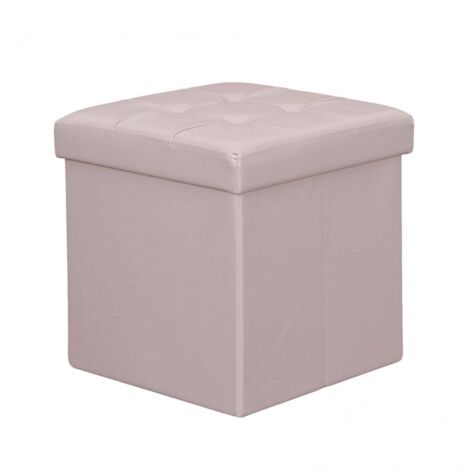 Pouf contenitore quadrato in ecopelle naturale