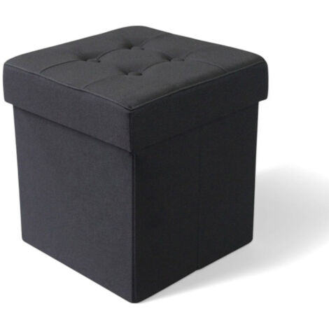 Pouf contenitore quadrato in stoffa nero 38x38xH40 cm