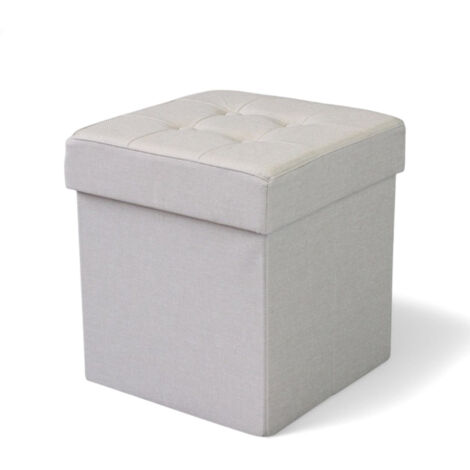 Pouf contenitore quadrato in stoffa tortora 38x38xH40