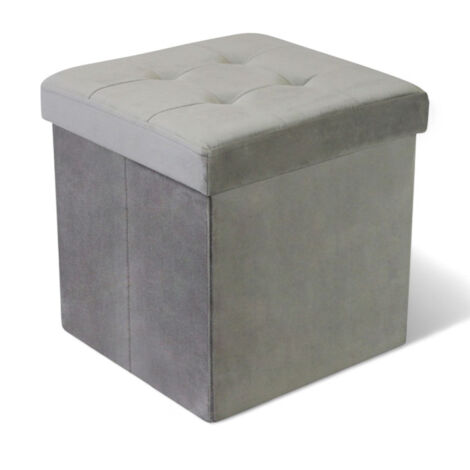 Pouf contenitore quadrato velluto tortora pratico elegante dimensioni compatte 38x38x38 cm perfetto per riporre oggetti
