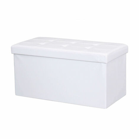 Pouf poggiapiedi in ecopelle bianco Miuses CC