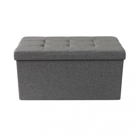 Pouf Contenitore Rettangolare in Stoffa Grigio Scuro 76x38 cm