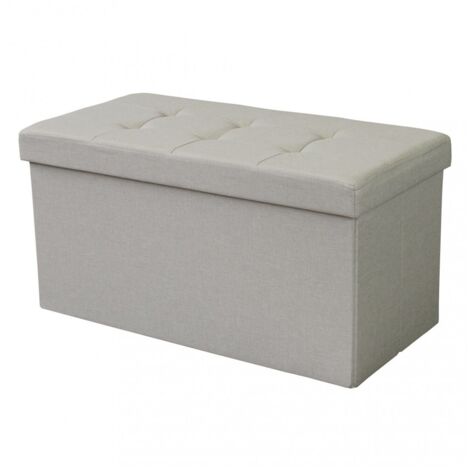 Pouf Contenitore Rettangolare in Stoffa Tortora 76x38 cm