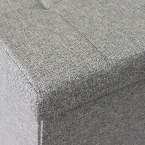 Pouf contenitore rettangolare in tessuto grigio con ampio spazio di stoccaggio ideale per salotto 76x38xH38 cm
