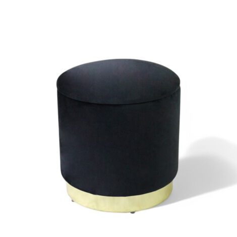 Pouf contenitore rotondo in velluto nero con diametro 37xH40 cm