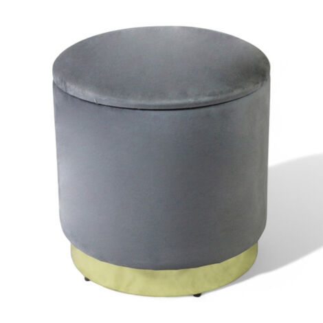 Pouf contenitore rotondo velluto grigio scuro versatile e spazioso con diametro 37xH40 cm
