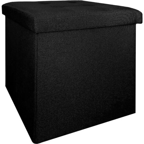 Pouf Contenitore Salvaspazio Portaoggetti Porta Scarpe Panca Sgabello A Pie Di Letto Quadrato Poggiapiedi Panchina Portata 150Kg Nero - Quadrato