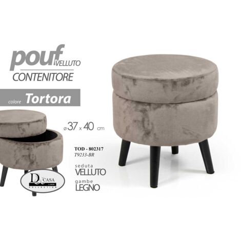 Pouf contenitore tortora apribile cm 37 x 40 h
