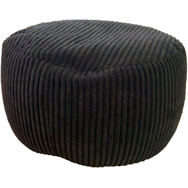 Relaxdays Pouf, Cord, Hxd, 25 X 35 Cm, Polystyrol-füllung, Rundes Bodensitzkissen, Wohnzimmer Hocker, Sitzpouf, Schwarz