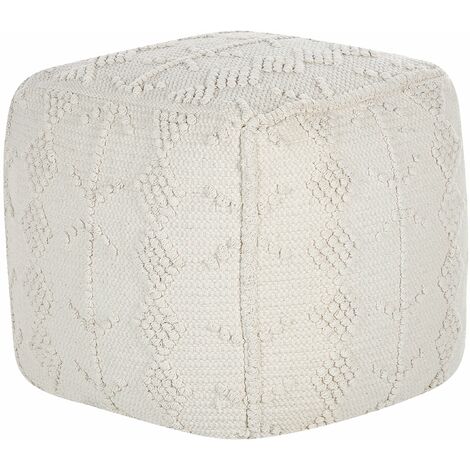 Pouf cotone beige e blu 40 x 40 cm ROJHAN