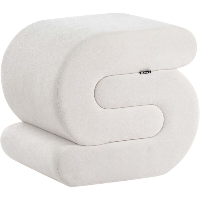 Beliani - Pouf Cremeweiß Chenille Stoffbezug Gepolstert S-form Modernes Design Fußhocker Sitzhocker Für Wohnzimmer Schlafzimmer Flur